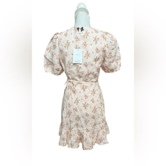 & other stories | Puff Sleeve Linen floral Wrap Dress size 6 NWT - Picture 4 of 6